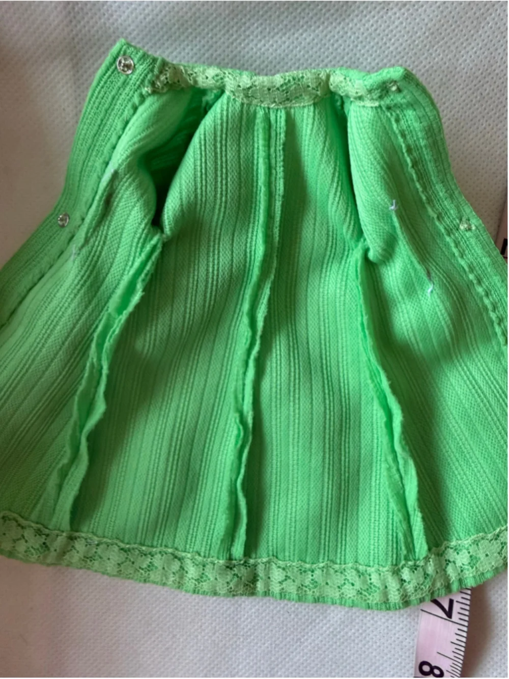 Vintage Barbie & Friends - Clone lime green knit doll coat & matching dress